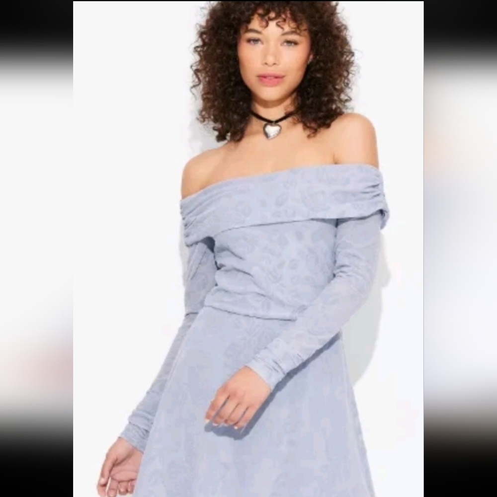 Wild Fable Elegant Off-Shoulder Blue Dress Size L
